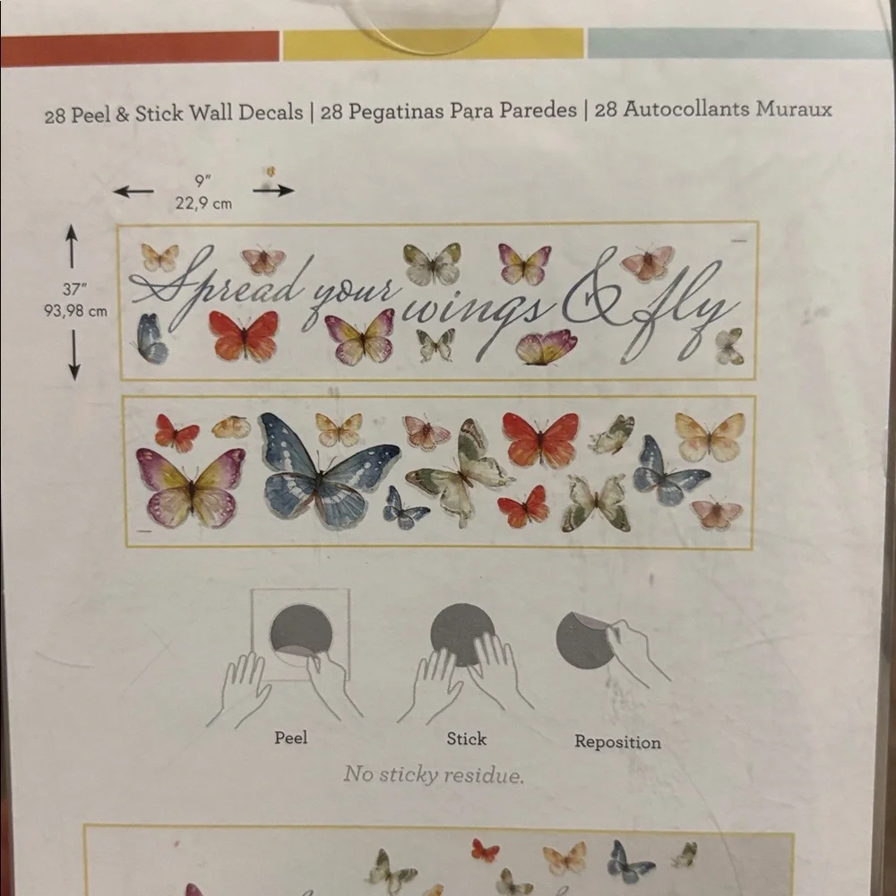 Spread your wings butterfly Peel & Stick Wall Decals Room Mates 28 Removable NIB